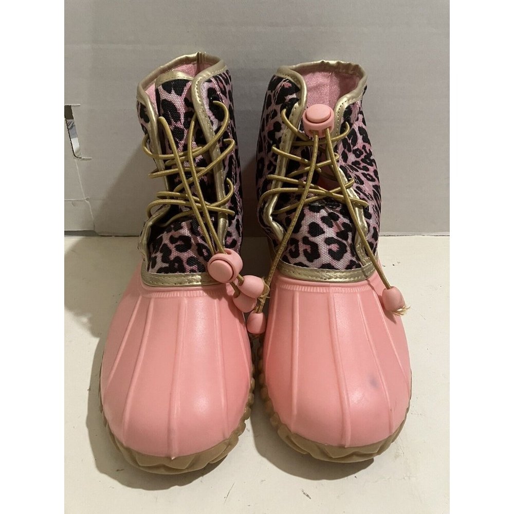 Chosen Steps Girls' Size 2 Pink Leopard Print ducky Winter Boots  shoes